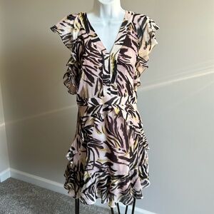 NEW Bar III Brown Zebra Print Ruffled Dress